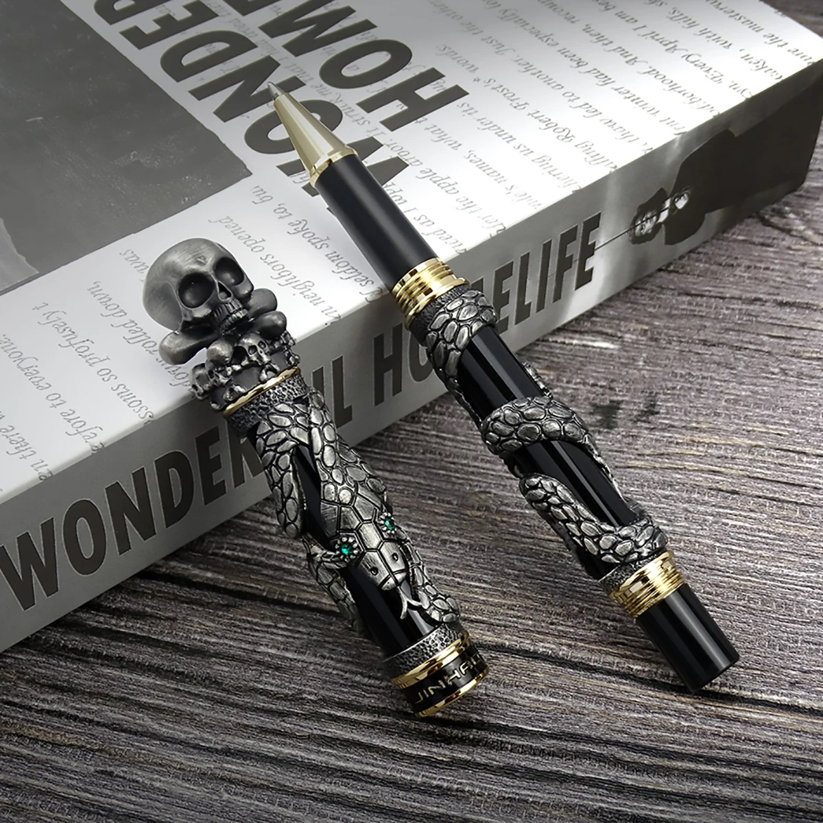 Jinhao 금속 빈티지 롤러 볼 펜, 해골, 해골,  - Vintage Collectible Pens 리뷰 및 가격